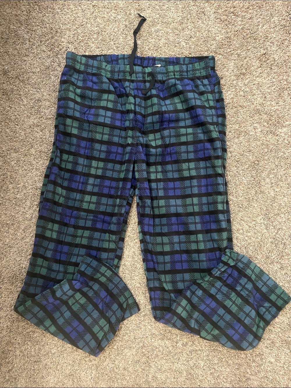❄️ Men's Green & Blue Plaid Fleece Lounge Pants
